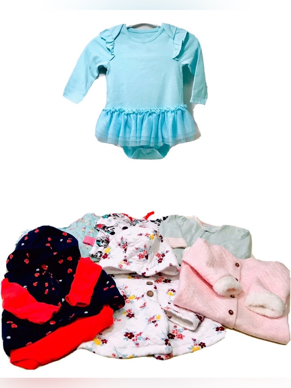 Baby Girl 3-6M Winter Mixed Brands 8 Piece Clothing Lot Quilted Jacket Sleepers